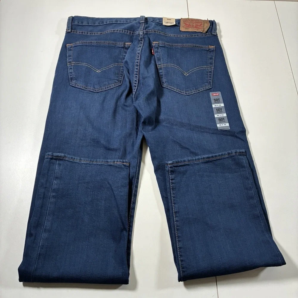 NEW Levi's 501 Jeans 36x32 Button Fly Blue‎ Denim Straight Cowboy USA